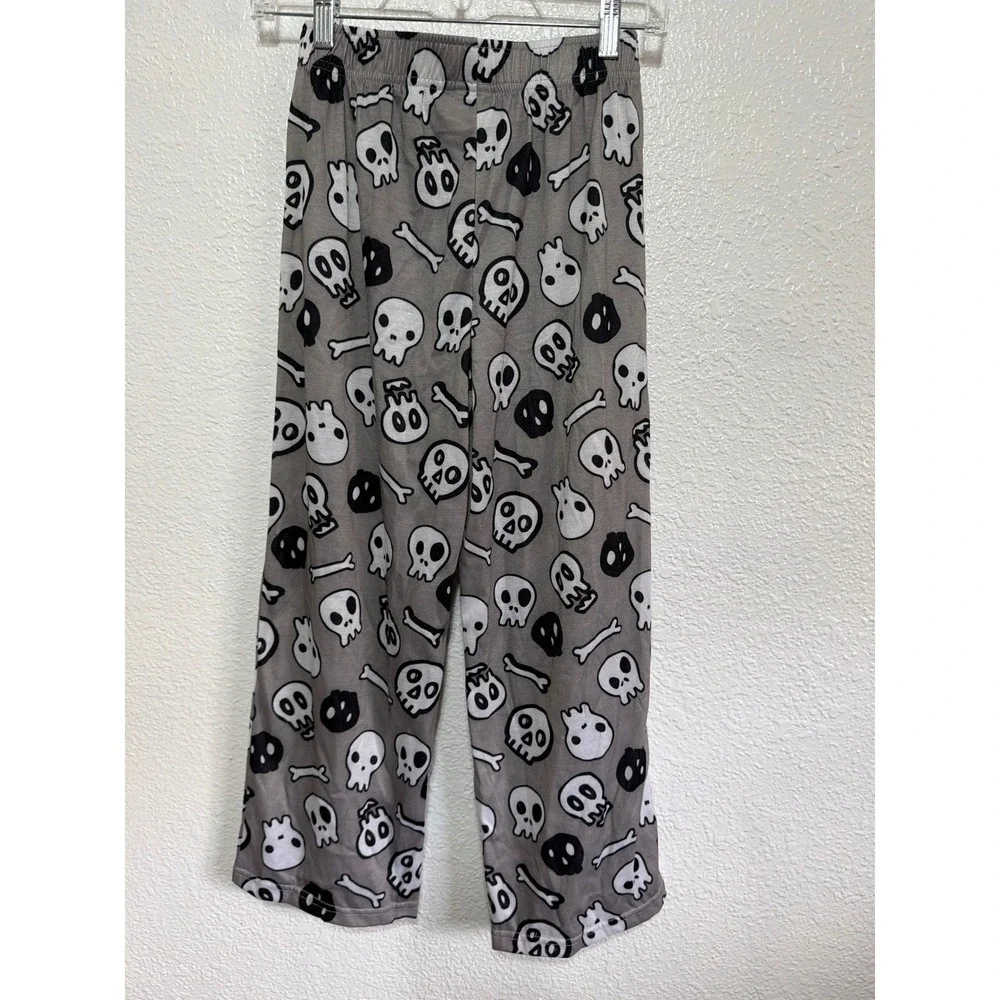 Cherokee Kids Grey Doodle Skull Pajama Pants Size M 8/10 Flame Resistant 291093